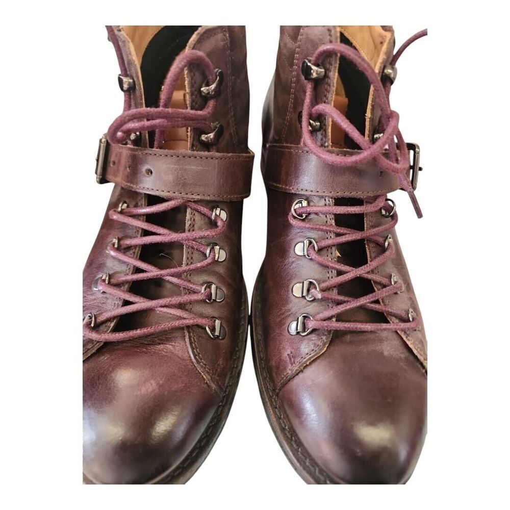 Sebago Laney Hiker Boot Burgundy Leather Buckle Lace Up Size 10 - Picture 13 of 15